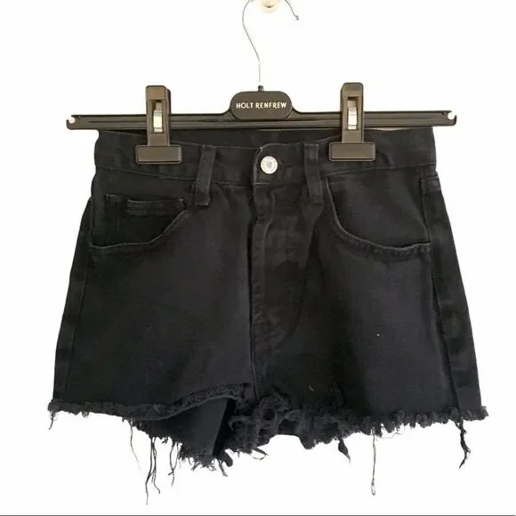 JOHN GALT High Waisted Denim Jean Short Black 24 - Picture 2 of 3